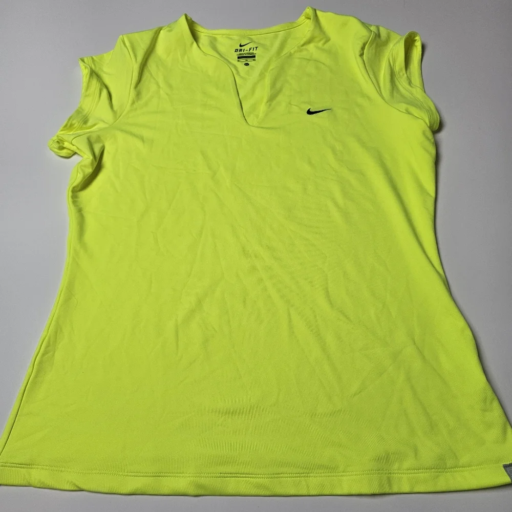 NIKE Dry Fit Women's Fluorescent T-shirt ‎ XL Tennis Outdoor Embroidered Ball